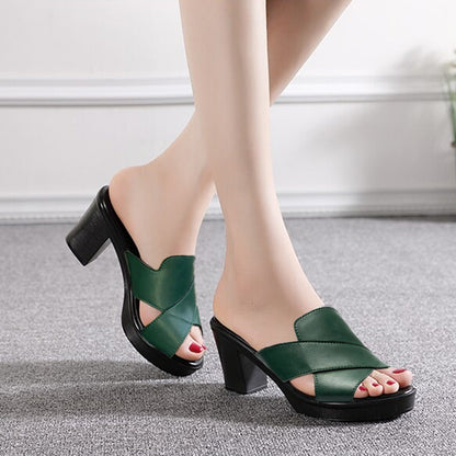 🔥50% DE DESCUENTO HOY🔥Sandalias de Tacón Grueso y Alto sin Cordones con Plataforma para Mujer