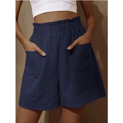 Pantalones cortos casuales de algodón de cintura alta para mujer💕49% de descuento