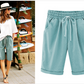Tallas grandes Pantalones cortos con cintura elástica y sueltos de color sólido💕49% de descuento