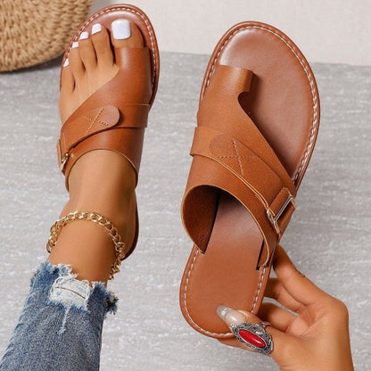 💕49% de descuento💕Sandalias planas ligeras de estilo casual con puntera abierta