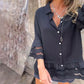 Mid-Sleeve Shirt with Hollow Patchwork Design