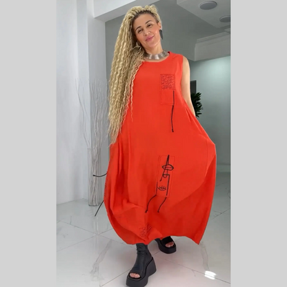 💥49% de descuento💃Vestido largo informal sin mangas para mujer de talla grande