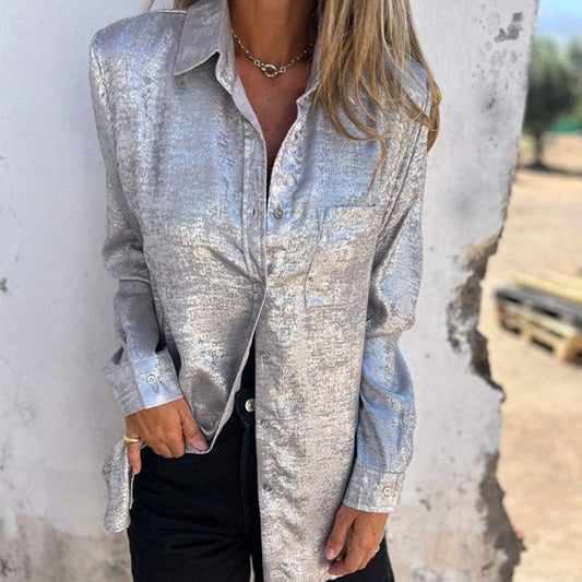 Camisa Casual con Solapa de Moda para Mujer