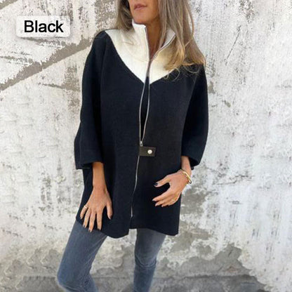 🍁Otoño temprano ofertas 49% OFF 💕Chaqueta holgada con cuello alto y media cremallera para mujer