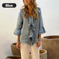Blusa de mujer con cuello volante y mangas de campana