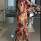 🔥Otoño/Invierno Hot Sale🔥Vestido plisado de mujer con estampado floral y cuello en V