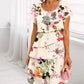 Vestido en cascada con motivos florales y varias plantas