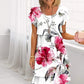 Vestido en cascada con motivos florales y varias plantas