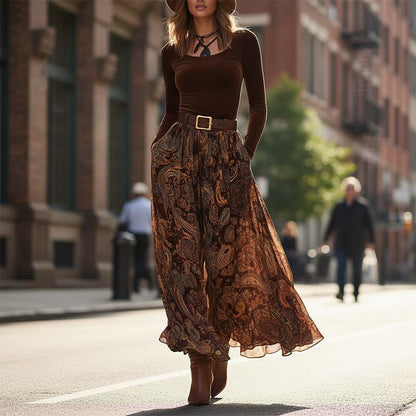 Vestido largo estampado elegante para mujer