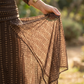 Vestido Maxi Bohemio de Malla Enrugada con Escote en V