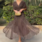 Vestido Maxi Bohemio de Malla Enrugada con Escote en V