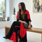 Elegante conjunto de camisa larga y pantalones anchos