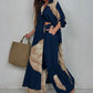 Elegante conjunto de camisa larga y pantalones anchos