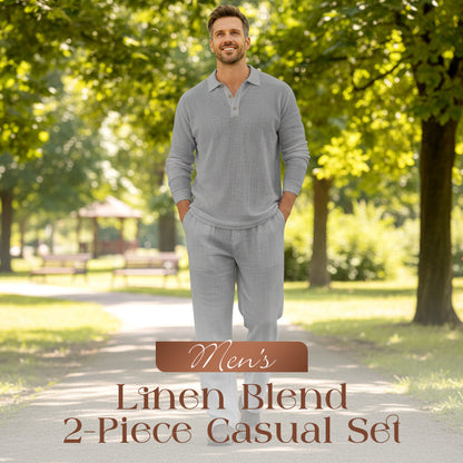 Conjunto Casual de 2 Piezas para Hombre en Mezcla de Lino