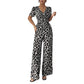 Mono de leopardo con escote en V y pierna ancha