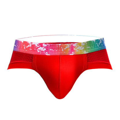 Slips para hombres sexys con cintura baja, ribete de color y malla transpirable.