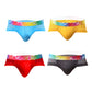 Slips para hombres sexys con cintura baja, ribete de color y malla transpirable.